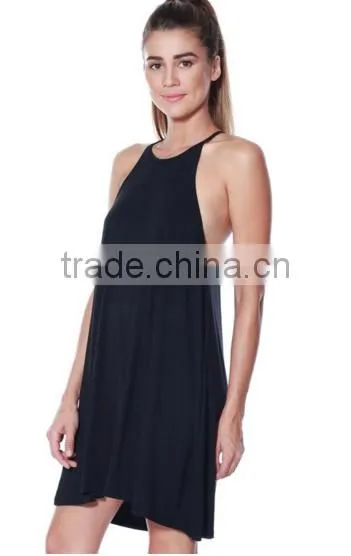 Plus Size Women Clothing Knit Halter Neck Spaghetti Swing Dress For Ladies photo-3
