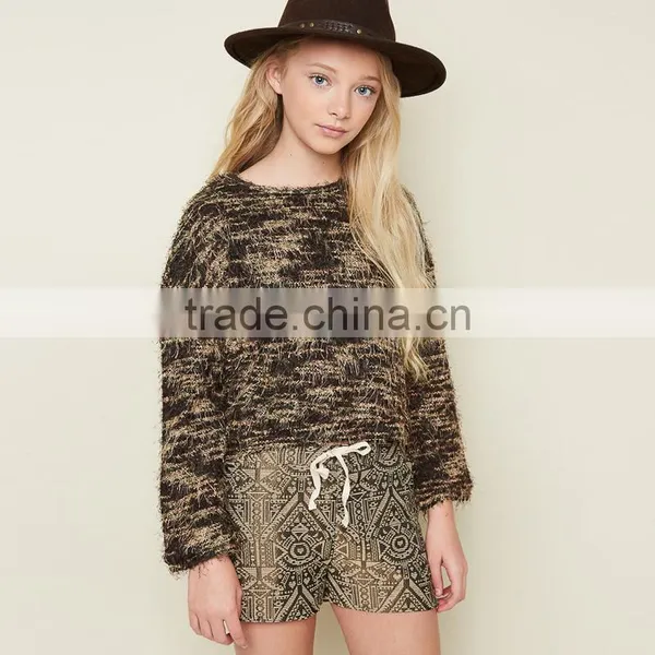 S32449W Children Clothing 2017 New Design Full Sleeves Girls Sweaters Teenager Pullovers Kids Knitting Shirts photo-2