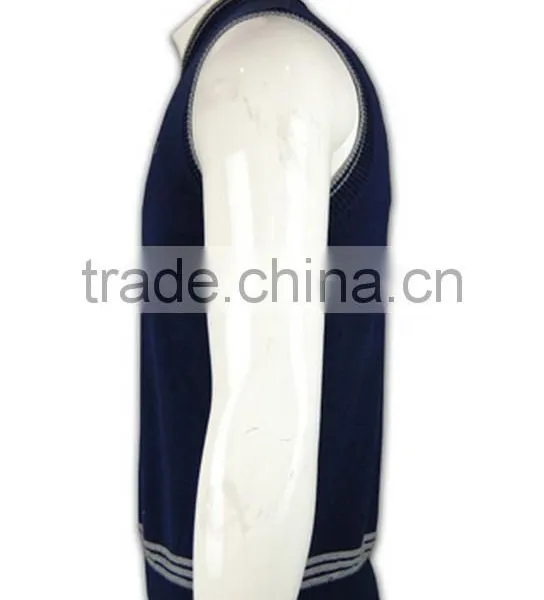 ISO9001/BSCI Manufature V-neck Navy Blue Wholesale Cheap Sweater Vest photo-2