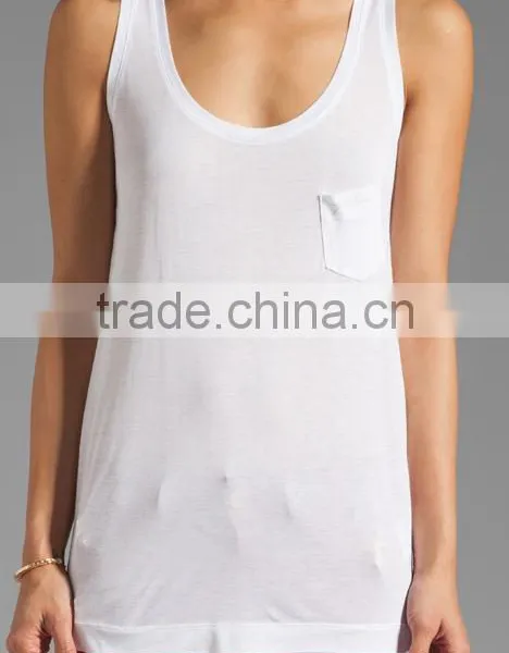 Loose Pocket Tank in White photo-3