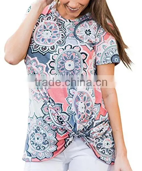 New Design 2017 Summer Short Sleeve Floral Blouse photo-3