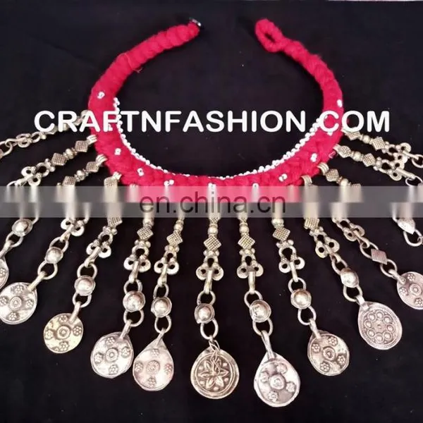 Old Gypsy Afghan Jewelry, Belly Dance Old Costuming Pendant, Boho Style Nomadic Jewelry photo-3