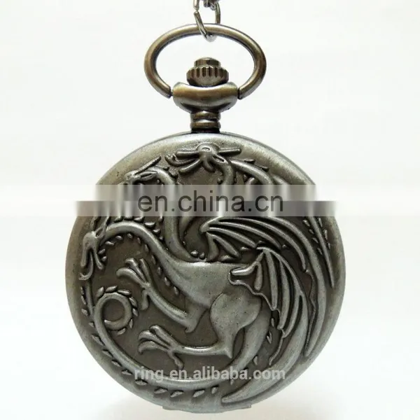 Game of Thrones House Targaryen A Song of Ice and Fire Quartz Pocket Watch Necklace photo-3