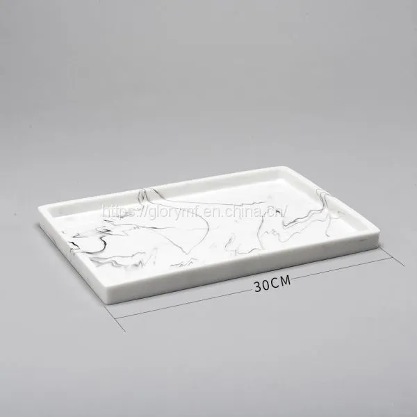Custom Polyresin Solid Surface Plates with Marble Finish Bathroom Accessory