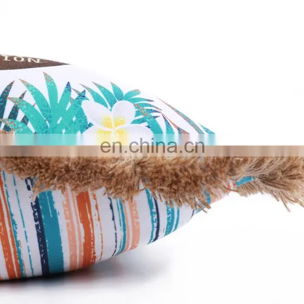 High Quality Summer Holiday Decorative Fruit Pattern Customized Striped Spun Jute Outdoor Cushion Pillow photo-6