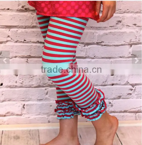 Brown Stripe Ruffle Knit Pants in Children Teen and Women Size,women Leggings Tight Pants photo-2
