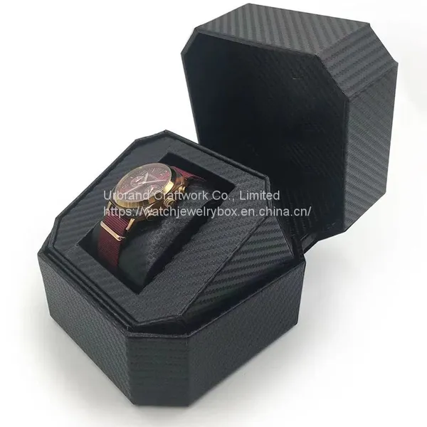 Black High-grade PU Leather Gift Box Creative Personality Watch Display Flip Box photo-3
