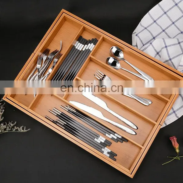 Bamboo Storage Knife Holder Multifunction Extendable Kitchen Bamboo Storage Holder photo-2