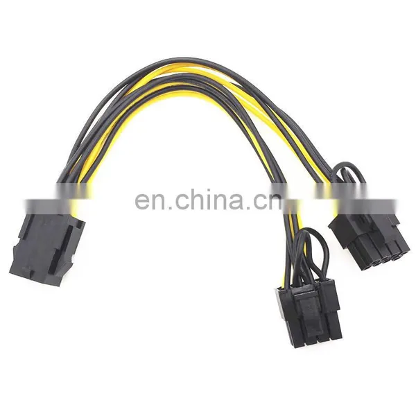 Питательный разветвитель кабеля PCI Express для видеокарты, преобразующий 6-пины CPU в 8-пины, женский разъем на 6 пинов, два мужских разъема на 8 пинов