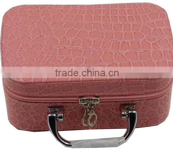 Colorful Leather Makeup Travel Carrying Case, Makeup Train Artist Storage Box, Hard Shell Leather Beauty Vanity Case Bag photo-3
