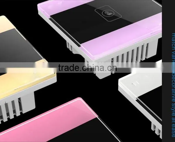 Gold 1Gang Crystal Glass Panel Touch Smart Home Wall Switch photo-2