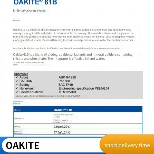 Basf Oakite 61b Inhibited Alkaline Cleaner (for Immersion) Chemetall photo-2