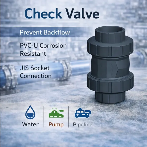 PVC Check Valve Socket JIS Non Return Valve for Pipeline
