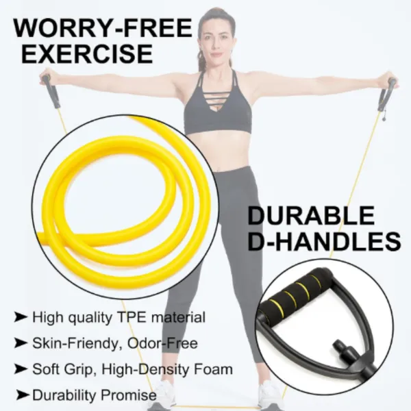 Resistance Band With Handles and Door Anchor, Adjustable Exercise Tube Band for Physical Therapy, Strength Training, Pilates and Home Workouts photo-3