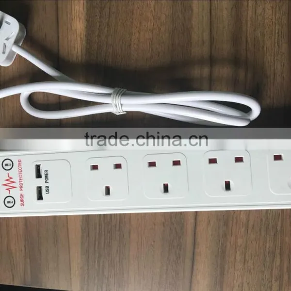 UK extension socket/power socket with surge protector and 2USB