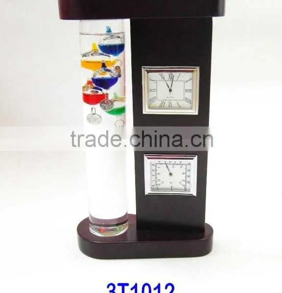 Galileo Thermometer Weather Station; Wooden Weather Station; Traditional Dial Weather Station photo-5