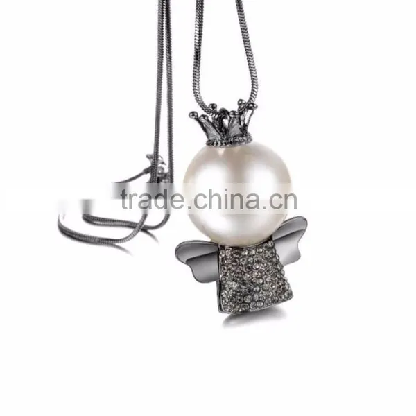 Hot Sale Gold Long Chain Simple Design Chinese Pearl Necklace Jewerly photo-2