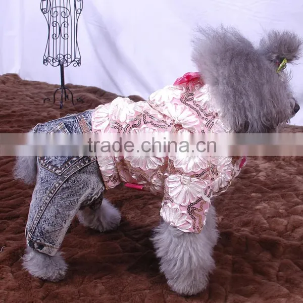 Sequins Yarn Washing Water Cowboy Denim Cloth Dog Four-legs Clothes photo-2