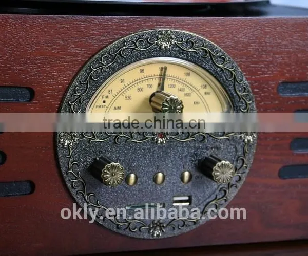 2016 Portable Retro USB SD Bluetooth Radio Turntable Player photo-3