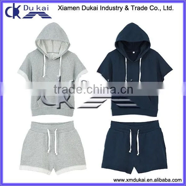 Women's French Terry Short Sleeve Set, Women's Vest and Shorts Set, Women's Jogging Wear photo-4