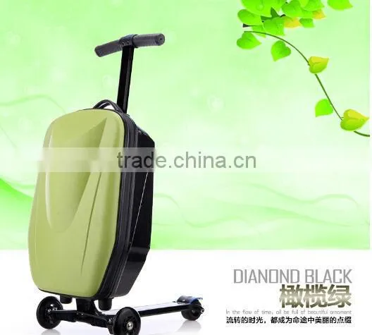 Abs Hard Shell Plastic Green Color Scooter Luggage