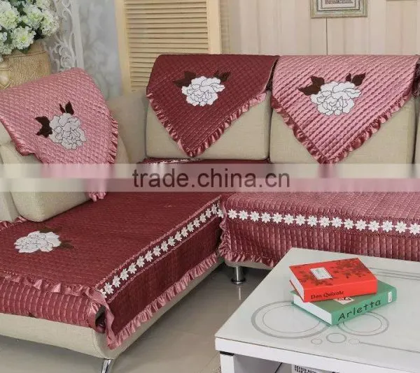 Rose Appliqued Embroidery Sofa Cover