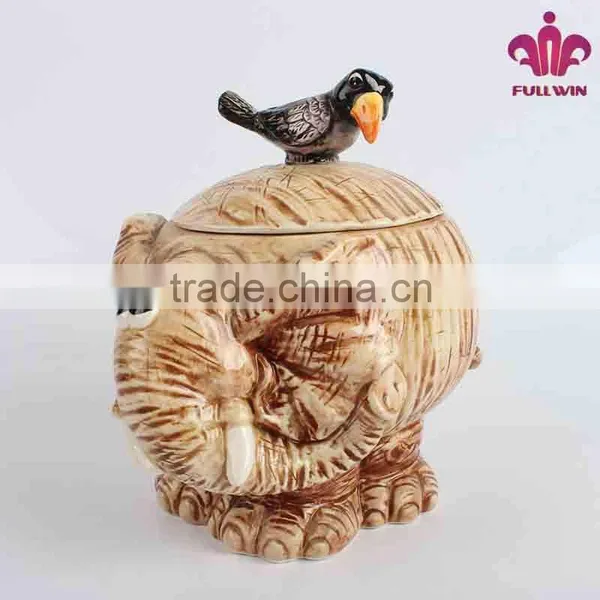 Elephant Design Bulk Ceramic Candy Jar With 3D Lid photo-6