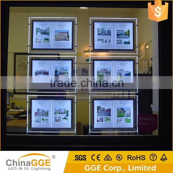 LED Illuminated Crystal Advertising LED Light Acrylic Light Box Suspended Hanging Real Estate Agent LED Window Display photo-6