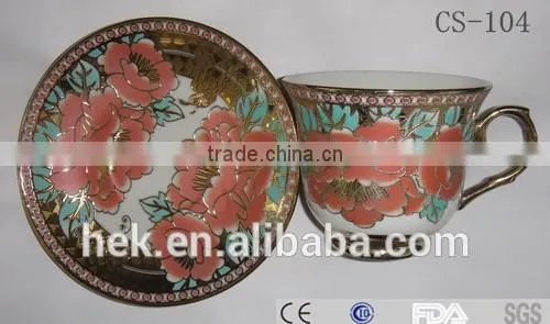 Flower Decorate Custom Printed Ceramic Tea Cup and Saucer photo-4