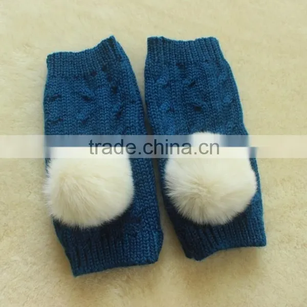 Women Fingerless Comfortable Thick Knit 30%Wool for Fashion Girl Knitted Gloves photo-3
