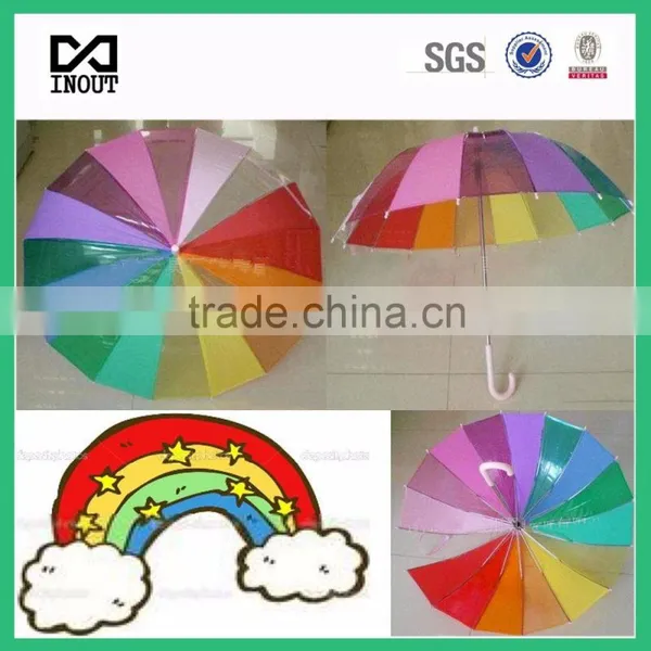 Pvc China Manual Rainbow Bubble Transparent 23 Inch Stick Umbrella