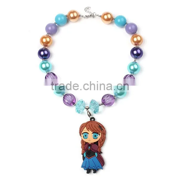 Flower Pearl Necklace With Girls Doll and Lace Bowknot Hairband for Girl Pearl Boutique Baby Girl Necklace photo-5