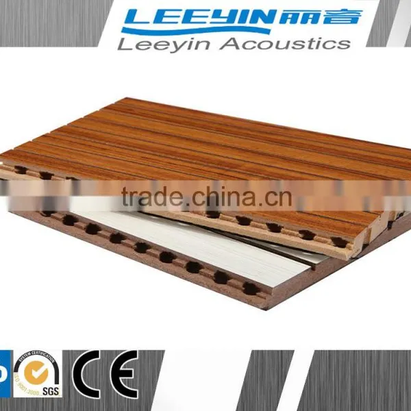 Green Decorative Wall Covering Wooden Grooved Acoustic Panels photo-5