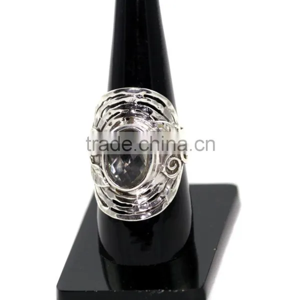 Stone and Oval Silver Gemstone Ring photo-3
