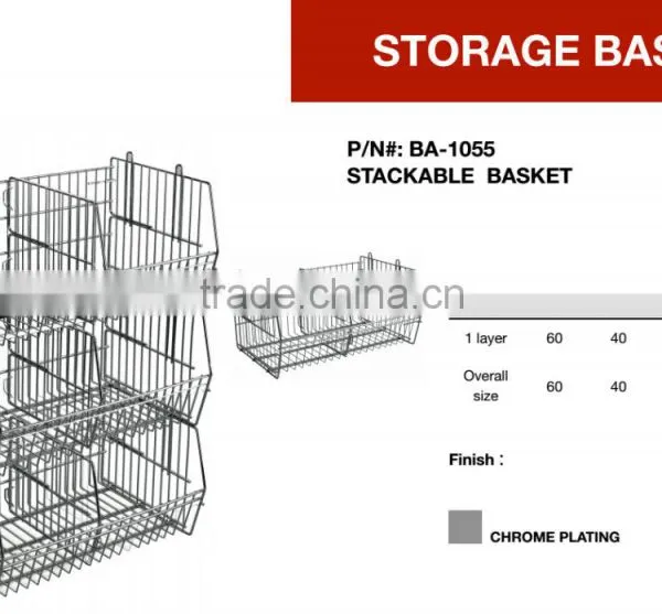 Popular Assemble Adjustable Stackable Storage Metal Wire Basket photo-3