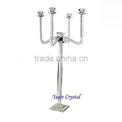 Modern Crystal 5 Light Candelabra With Top Plate