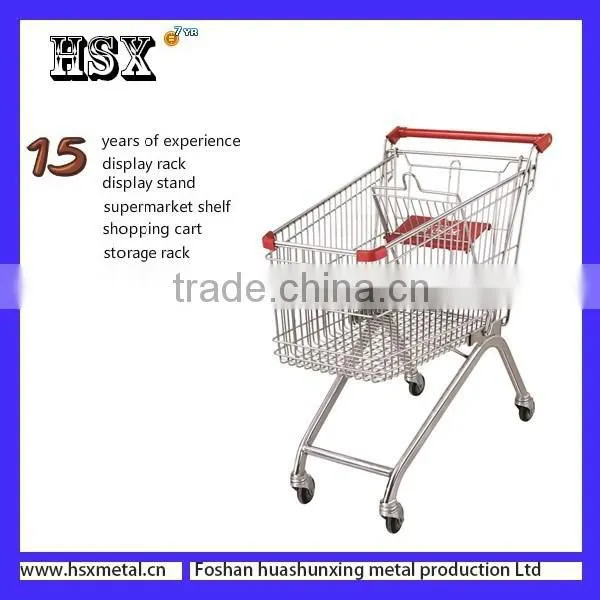 Chrome Metal Supermarket Cart /shopping Cart With Castor /shopping Cart With Seat HSX-S504 photo-2
