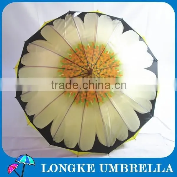24"*16K Double Layer Chrysanthemum Design Straight Umbrella Woman Umbrella photo-3