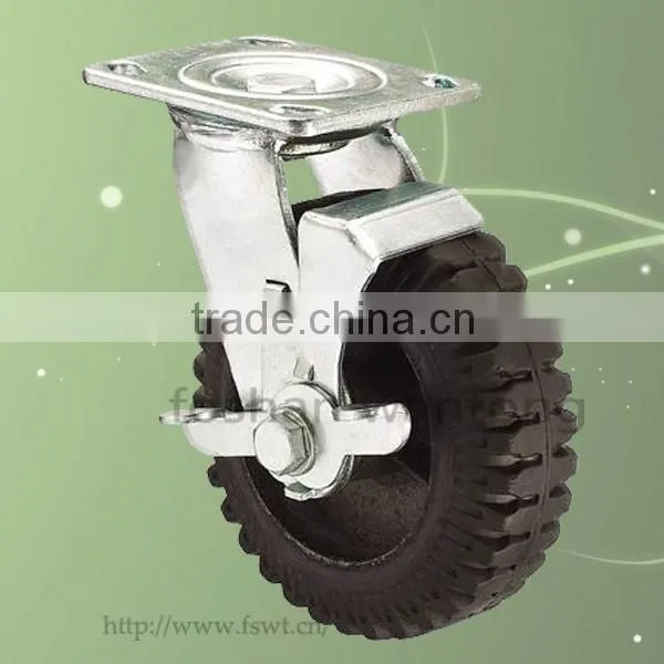 Roller Bearing 200mm Heavy Duty Black Rubber Caster Wheel photo-3