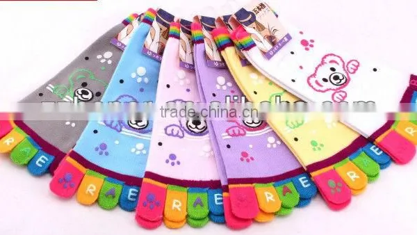 Women's Five Toe Socks, Little Bear Toe Socks, Lovey Cartoon Summer Toe Socks