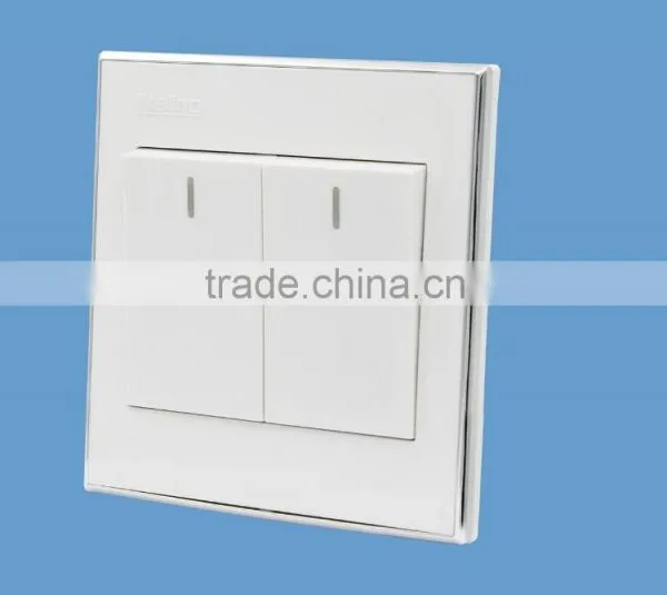 Wenzhou 2016 Newest uk Design 2 Gang 1 Way/2 Way Electrical Wall Switch