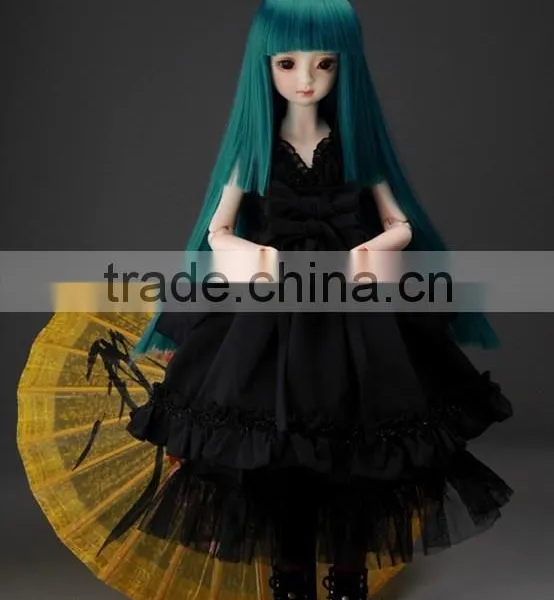 New Style Long Dark Blue Straight 1/4 BJD Doll Wig photo-2
