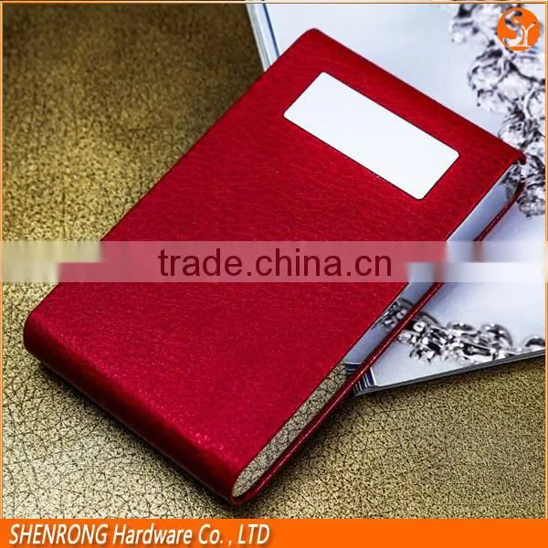 Vertical Foldable Red PU Leather Name Card Holder , Credit Card Case With Magnet Snap photo-5