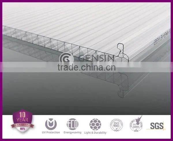 U-lock System Polycarbonate Sheet Hollow W-structure UV Resistance Coating Leaking Proof Easy Installation For Greenhouse 8-16mm photo-5