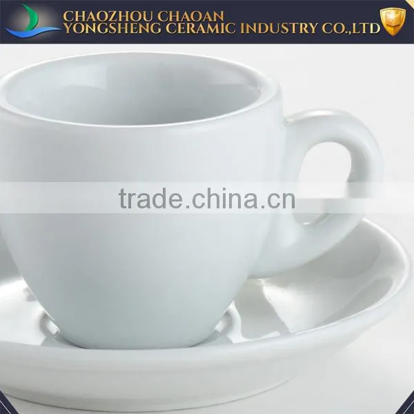 Porcelain White Ceramic Cup With Saucer Stands photo-2