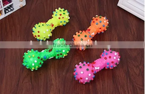 CY189 Colorful Mini Dotted Dumbbell Shaped Squeeze Squeaky Faux Bone Toys For Pet Dog Bite Game, Chien Juguetes Perros photo-3