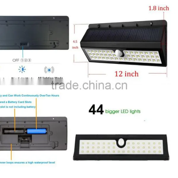 44 LED Outdoor Wireless Solar Energy Powered Solar Street Light Ponds Decor Accent Lighting With Three Modes photo-5