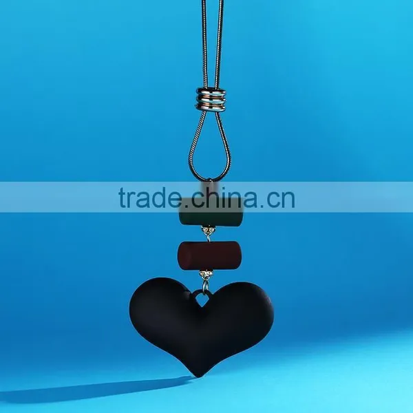 Korea Rubber Plated Heart Pendant Necklace Autumn Winter Long Necklace Heart Necklace for Lovers photo-2