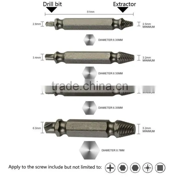 2016 Speed Out 4pcs Screw Remover for Stripped Screw Easy Out Screw Extactor photo-3