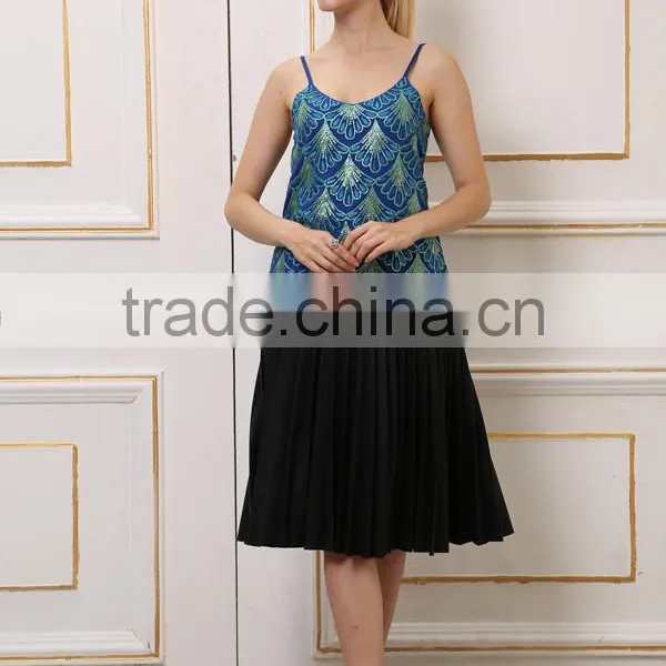 Blue Sequins Spaghetti Strap Women Tank Top photo-2